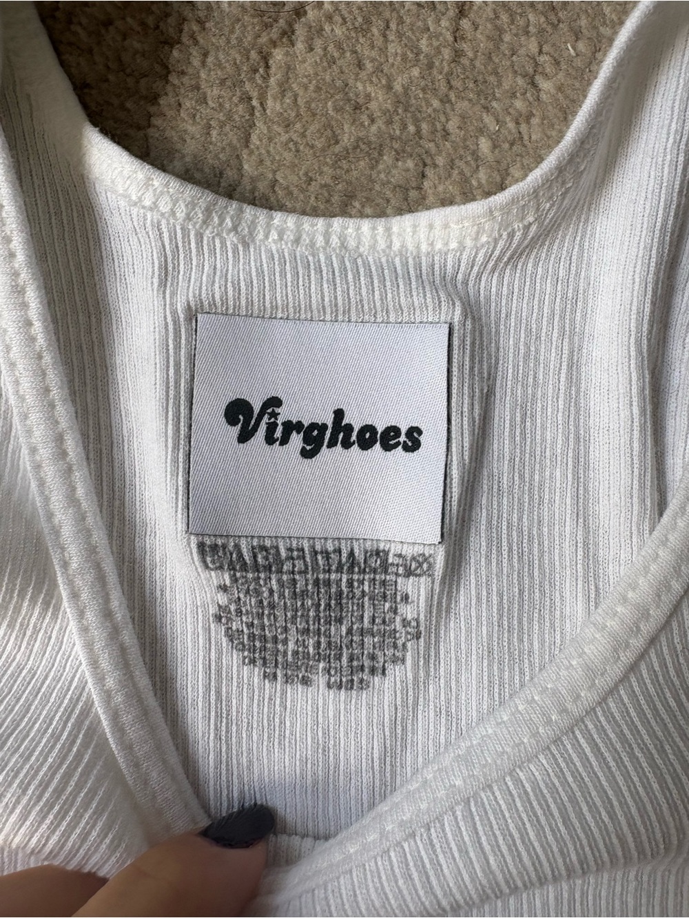 White Ribbed Tank Top with Pink Rhinestone Script - Picture 2 of 2